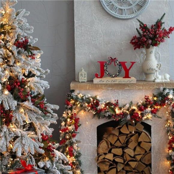 Christmas Decorations for Home LED Lighted Joy Sign with Wreath Farmhouse - Picture 6 of 8